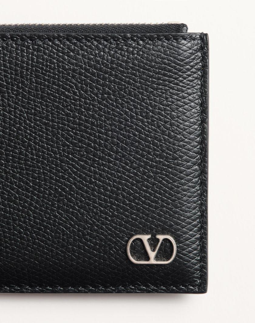 Valentino Handbags Portacarte Vlogo Signature In Vitello Granato per Uomo in Nero | Valentino IT Vendite Flash