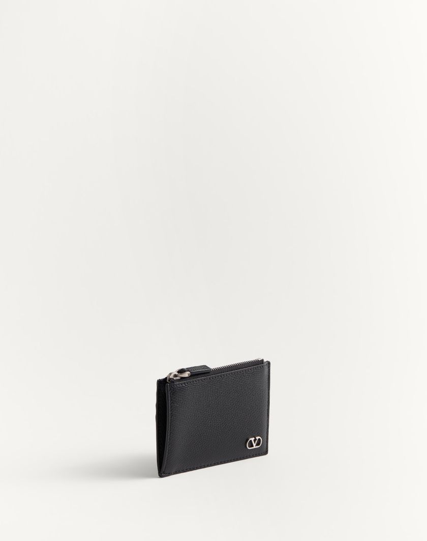 Valentino Handbags Portacarte Vlogo Signature In Vitello Granato per Uomo in Nero | Valentino IT Vendite Flash