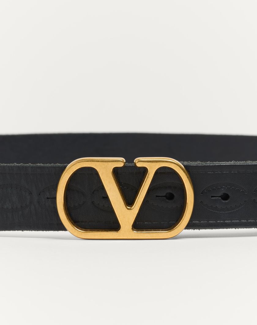 Valentino Handbags Cintura Vlogo Signature In Vitello 30 Mm per Uomo in Dark Aubergine | Valentino IT Negozio