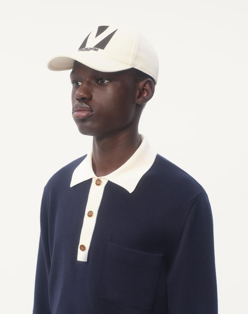 Valentino Handbags Baseball Cap Chez Valentino In Cotone Con Ricamo per Uomo in Avorio/nero | Valentino IT Italia
