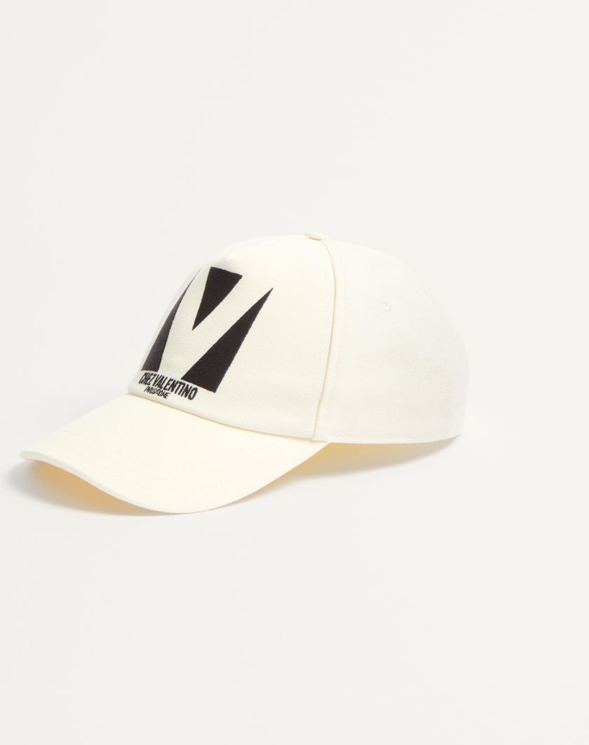 Valentino Handbags Baseball Cap Chez Valentino In Cotone Con Ricamo per Uomo in Avorio/nero | Valentino IT Italia