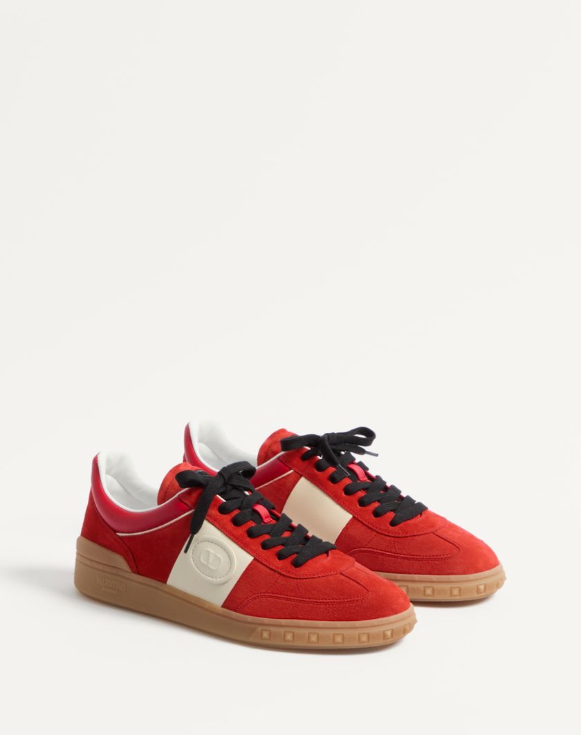 Valentino Handbags Sneaker Low Top Upvillage In Crosta E Vitello Nappato per Uomo in Grigio/corallo/nero | Valentino IT 2025