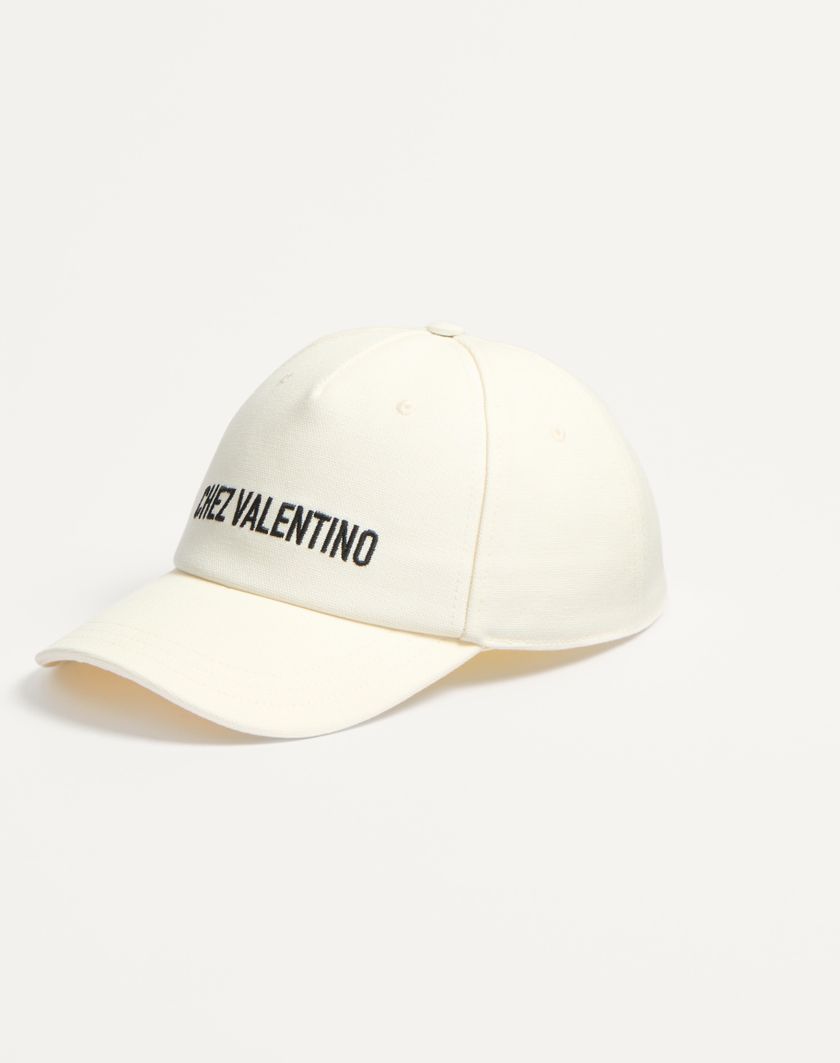 Valentino Handbags Baseball Cap Chez Valentino In Cotone Con Ricamo per Uomo in Avorio/nero | Valentino IT Pezzi Unici