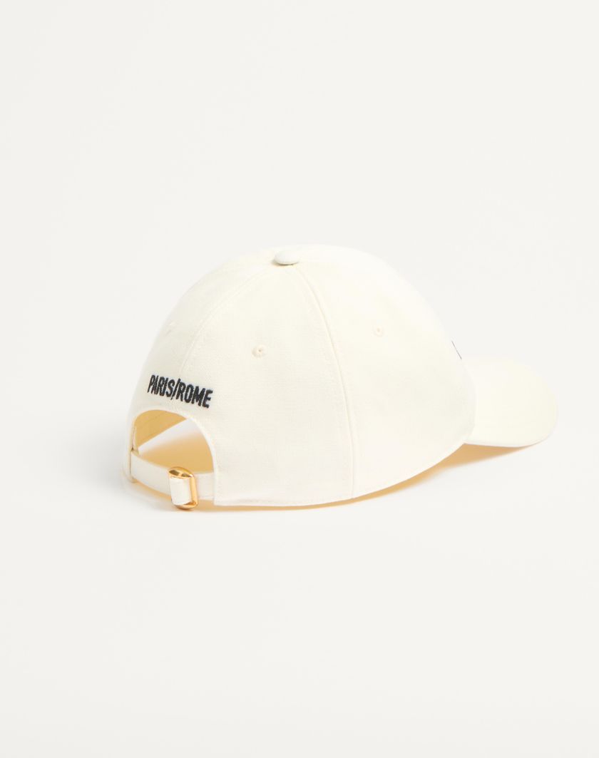 Valentino Handbags Baseball Cap Chez Valentino In Cotone Con Ricamo per Uomo in Avorio/nero | Valentino IT Pezzi Unici