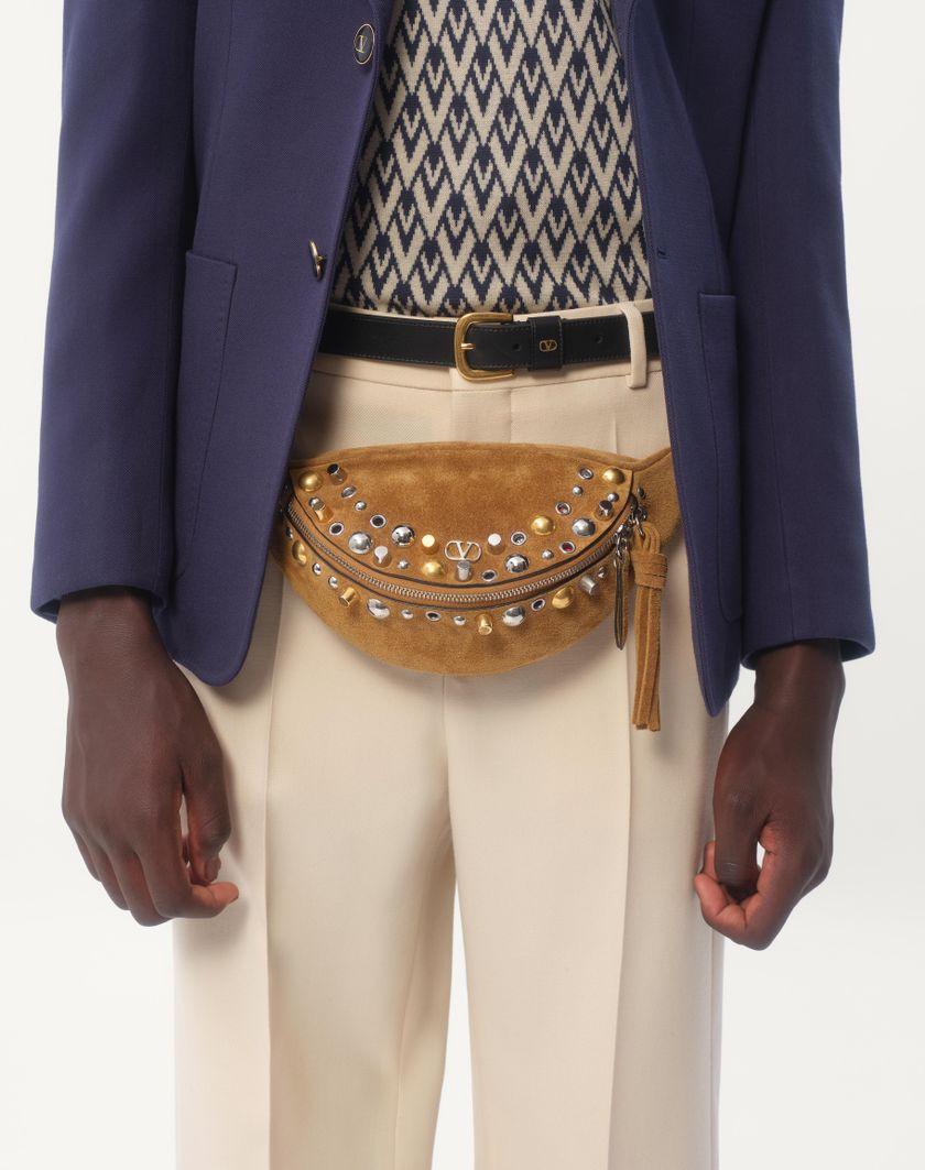 Valentino Handbags Giacca Monopetto In Gabardina Di Lana per Uomo in Indaco | Valentino IT Negozi Online