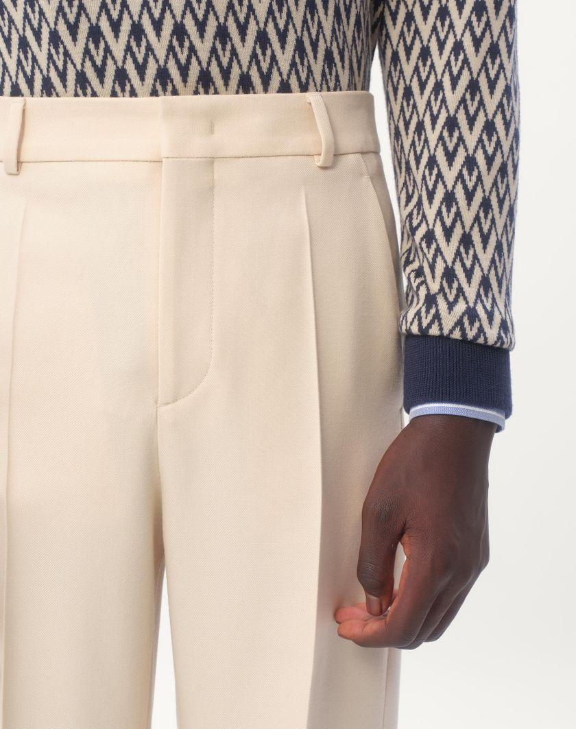 Valentino Handbags Pantalone In Gabardina Di Lana Con Risvolto per Uomo in Burro | Valentino IT Acquista Ora