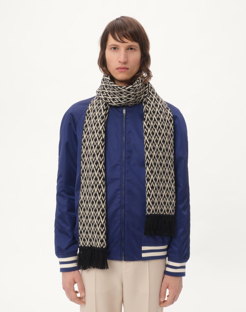 Valentino Handbags Sciarpa Knitted Toute La V In Lana per Uomo in Navy/crema | Valentino IT Sconto