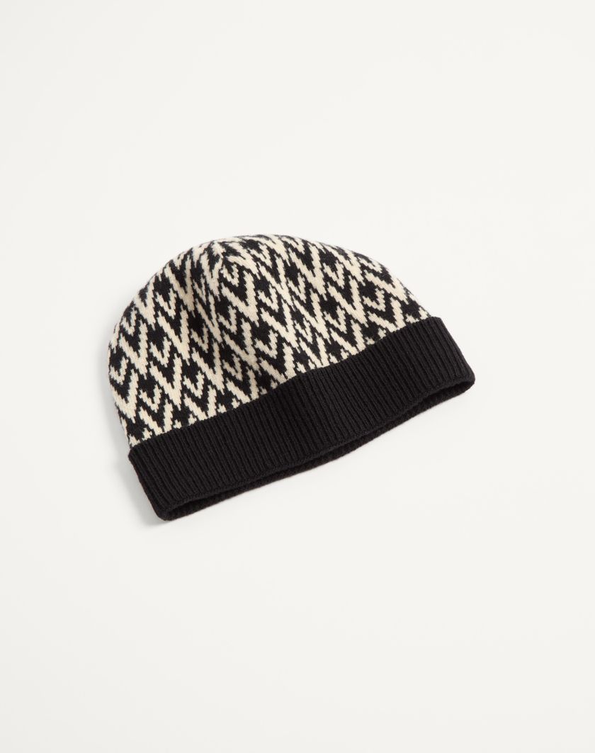 Valentino Handbags Beanie Knitted Toute La V Signature In Lana per Uomo in Navy/crema | Valentino IT Offerta