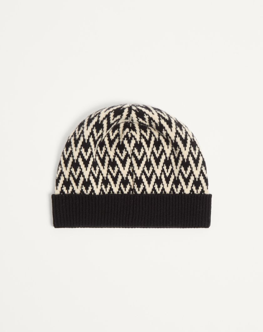 Valentino Handbags Beanie Knitted Toute La V Signature In Lana per Uomo in Navy/crema | Valentino IT Offerta