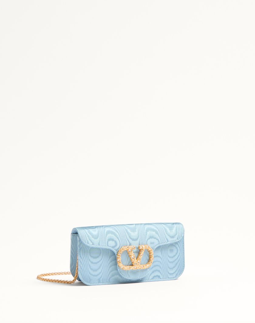 Valentino Handbags Clutch Valentino Garavani Locò In Tessuto Moiré Con Logo Gioiello per Donna in Rosa | Valentino IT Saldi