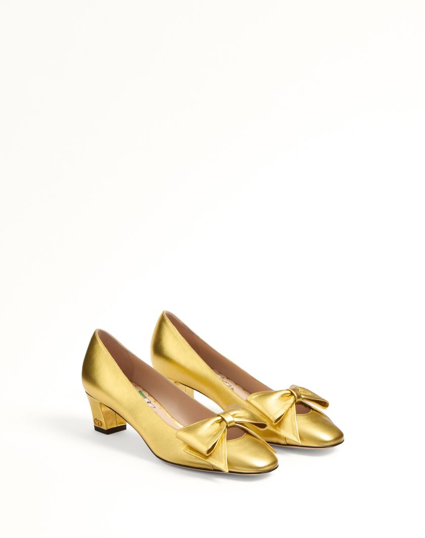 Valentino Handbags Décolleté Bowow In Nappa Laminata 45mm per Donna in Oro | Valentino IT Promozione