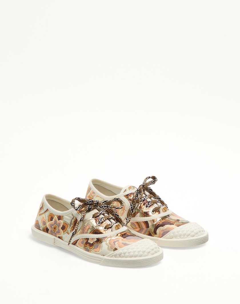 Valentino Handbags Sneaker Bay By Bay In Tessuto Jacquard Apres L'hiver per Donna in Avorio | Valentino IT Shopping Online