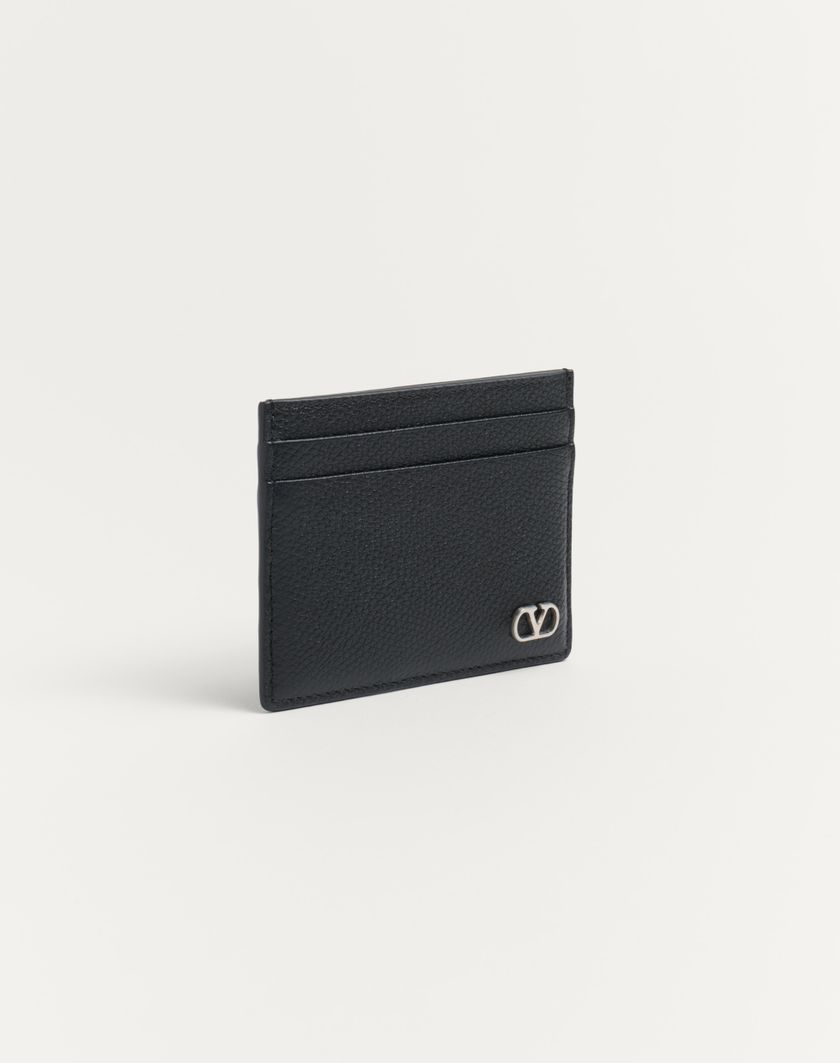 Valentino Handbags Portacarte Vlogo Signature In Vitello Granato per Uomo in Nero | Valentino IT Sconto