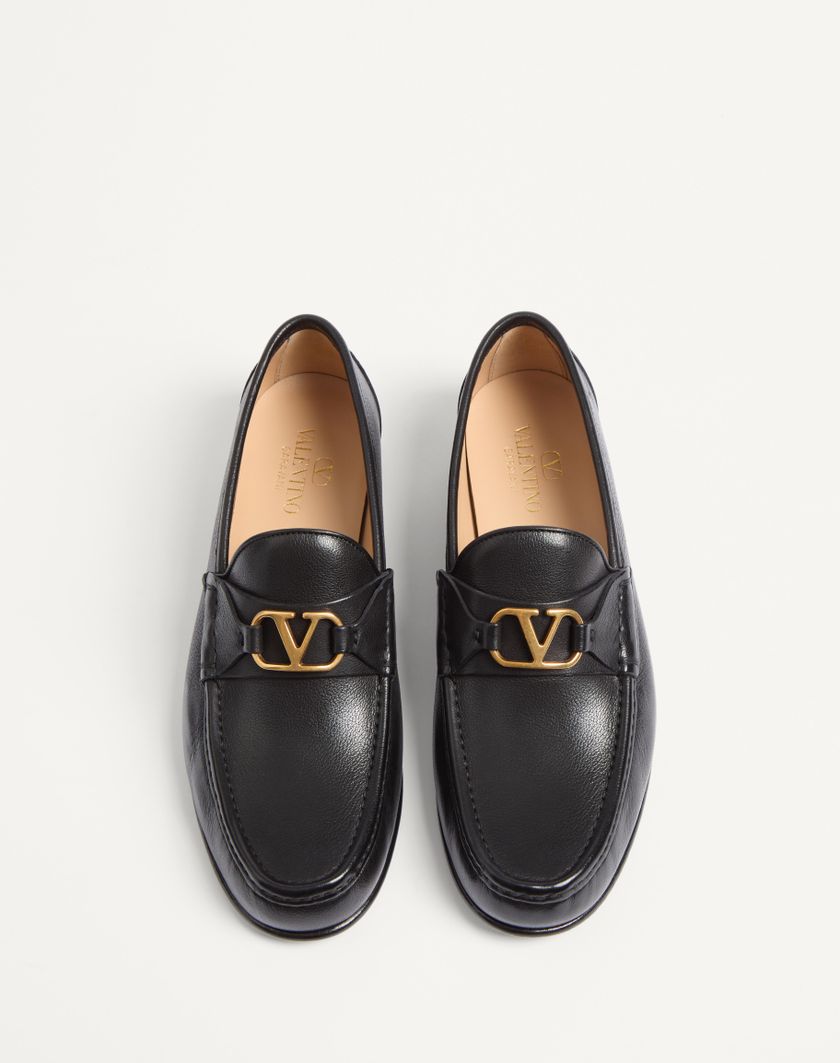 Valentino Handbags Mocassino Vlogo Signature In Bufalo per Uomo in Bark Brown | Valentino IT Economico