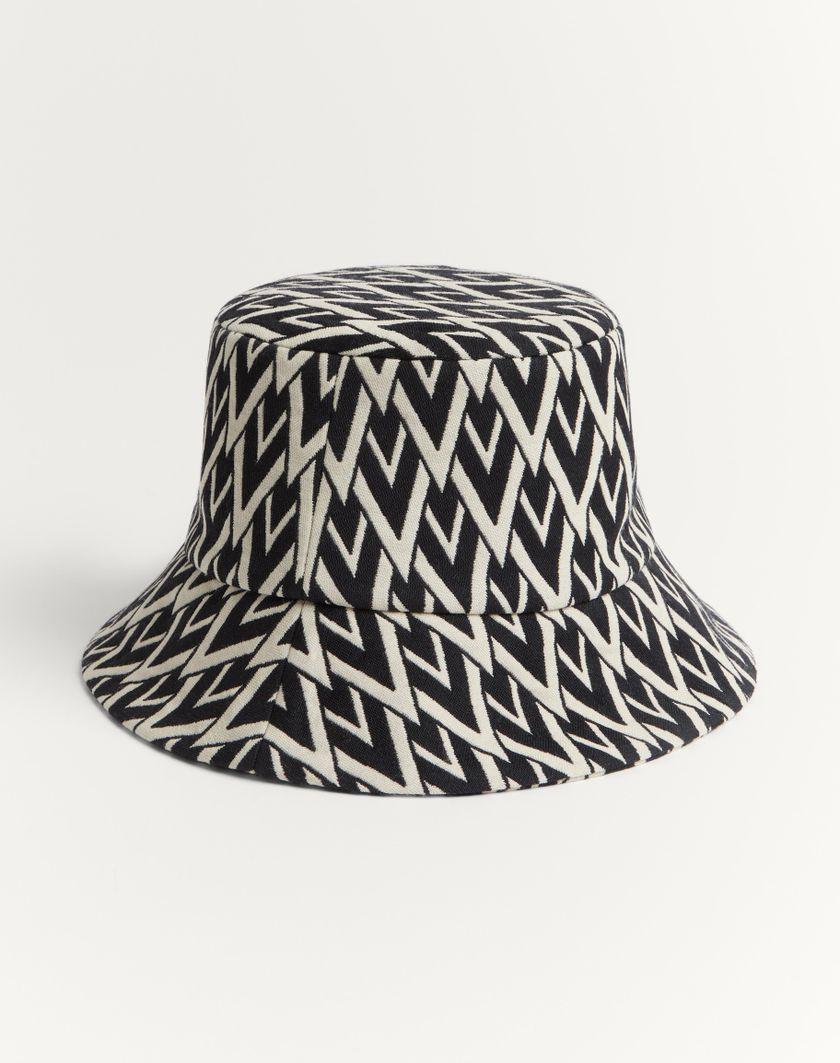 Valentino Handbags Cappello Bucket Toute La V In Lana per Donna in Nero/crema | Valentino IT In Vendita