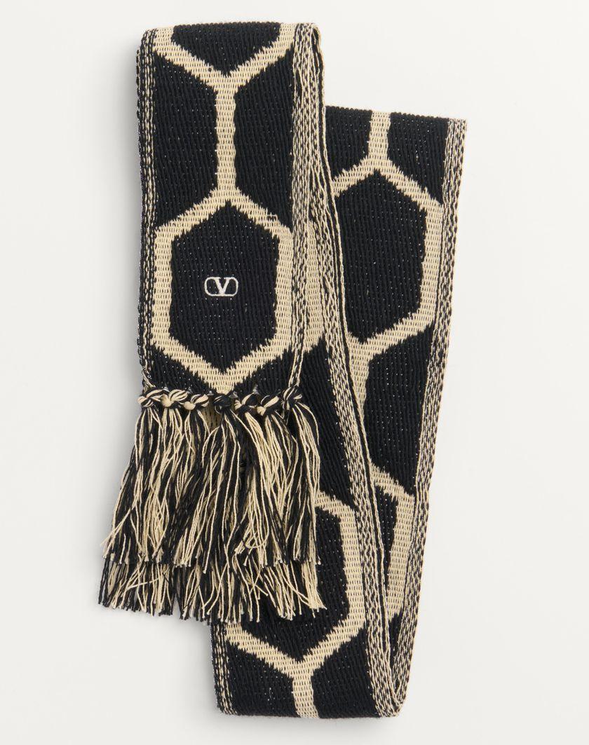 Valentino Handbags Sciarpa Antibes In Cotone Con Frange per Uomo in Nero/beige | Valentino IT