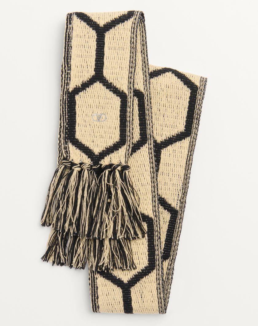 Valentino Handbags Sciarpa Antibes In Cotone Con Frange per Uomo in Nero/beige | Valentino IT Vendite Flash