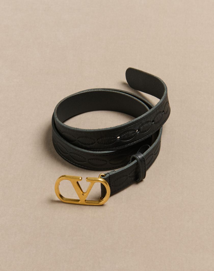 Valentino Handbags Cintura Vlogo Signature In Vitello 30 Mm per Uomo in Nero | Valentino IT 2025