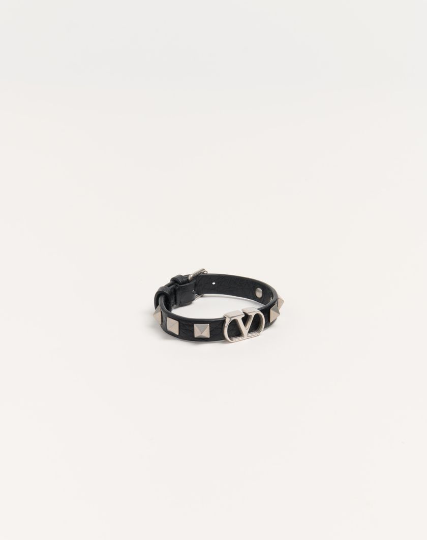 Valentino Handbags Bracciale Vlogo Signature In Vitello Granato per Uomo in Nero | Valentino IT Italy
