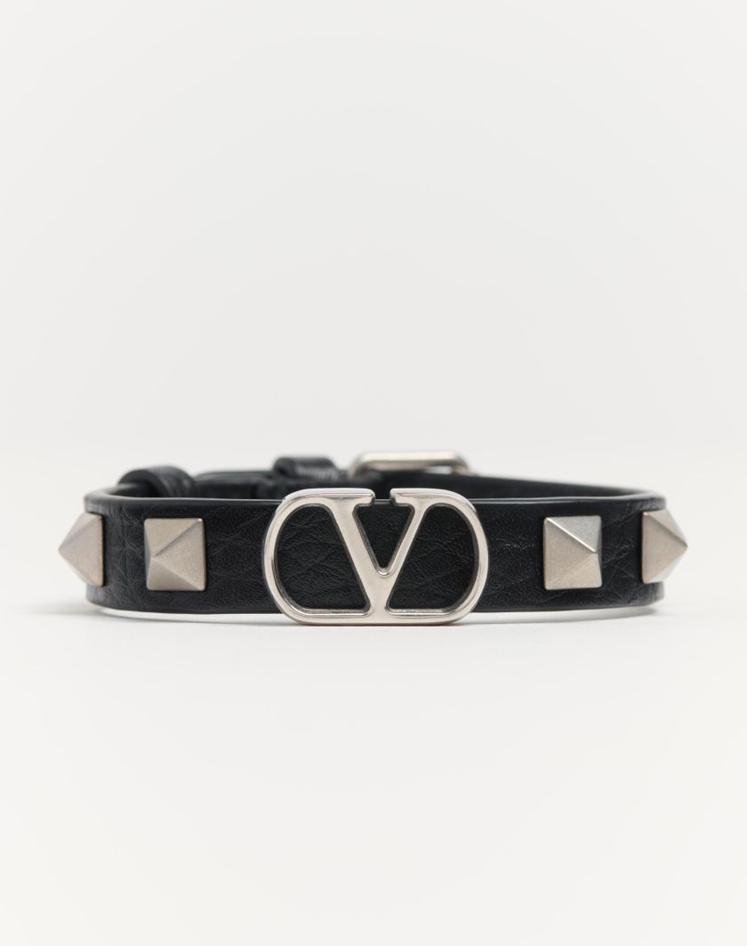 Valentino Handbags Bracciale Vlogo Signature In Vitello Granato per Uomo in Nero | Valentino IT Italy