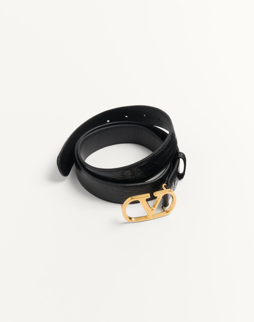 Valentino Handbags Cintura Vlogo Signature In Coccodrillo 30 Mm per Uomo in Nero | Valentino IT 2025
