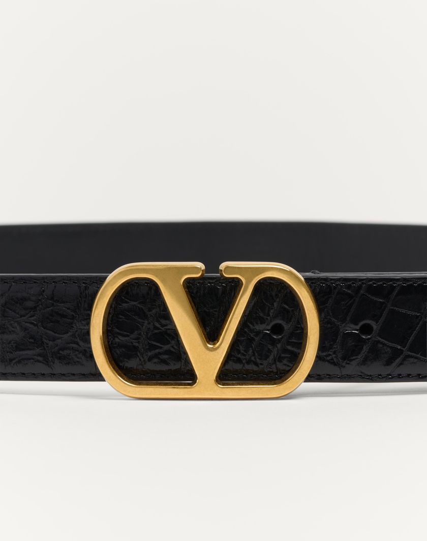 Valentino Handbags Cintura Vlogo Signature In Coccodrillo 30 Mm per Uomo in Nero | Valentino IT 2025