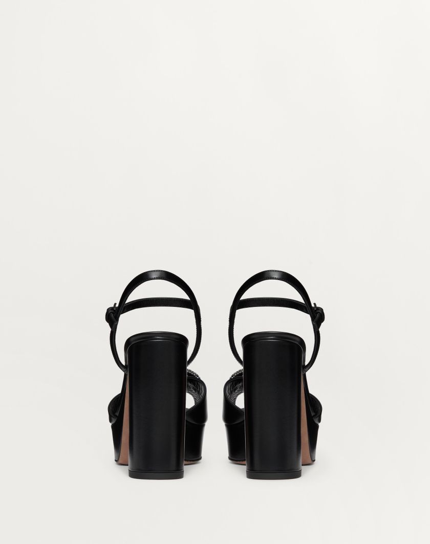 Valentino Handbags Sandalo Con Plateau Vlogo Signature In Vitello 115mm per Donna in Nero | Valentino IT Pezzi Unici