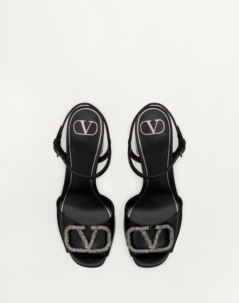 Valentino Handbags Sandalo Con Plateau Vlogo Signature In Vitello 115mm per Donna in Nero | Valentino IT Pezzi Unici