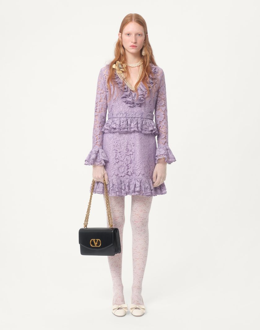 Valentino Handbags Abito Corto In Heavy Lace per Donna in Lavanda | Valentino IT Promozione Limitata