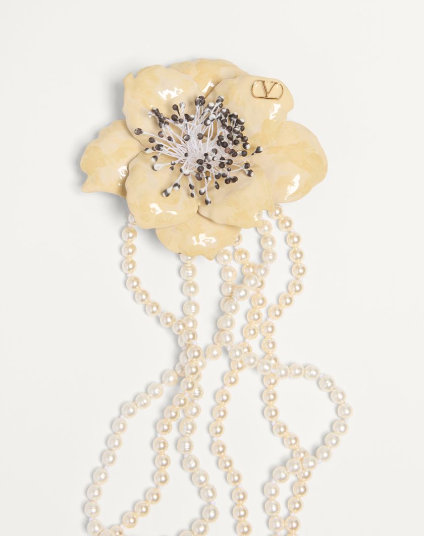 Valentino Handbags Collana Fleur Lumineuse In Metallo Smalto Perle E Tessuto per Donna in Multicolor | Valentino IT Fino Al -60%