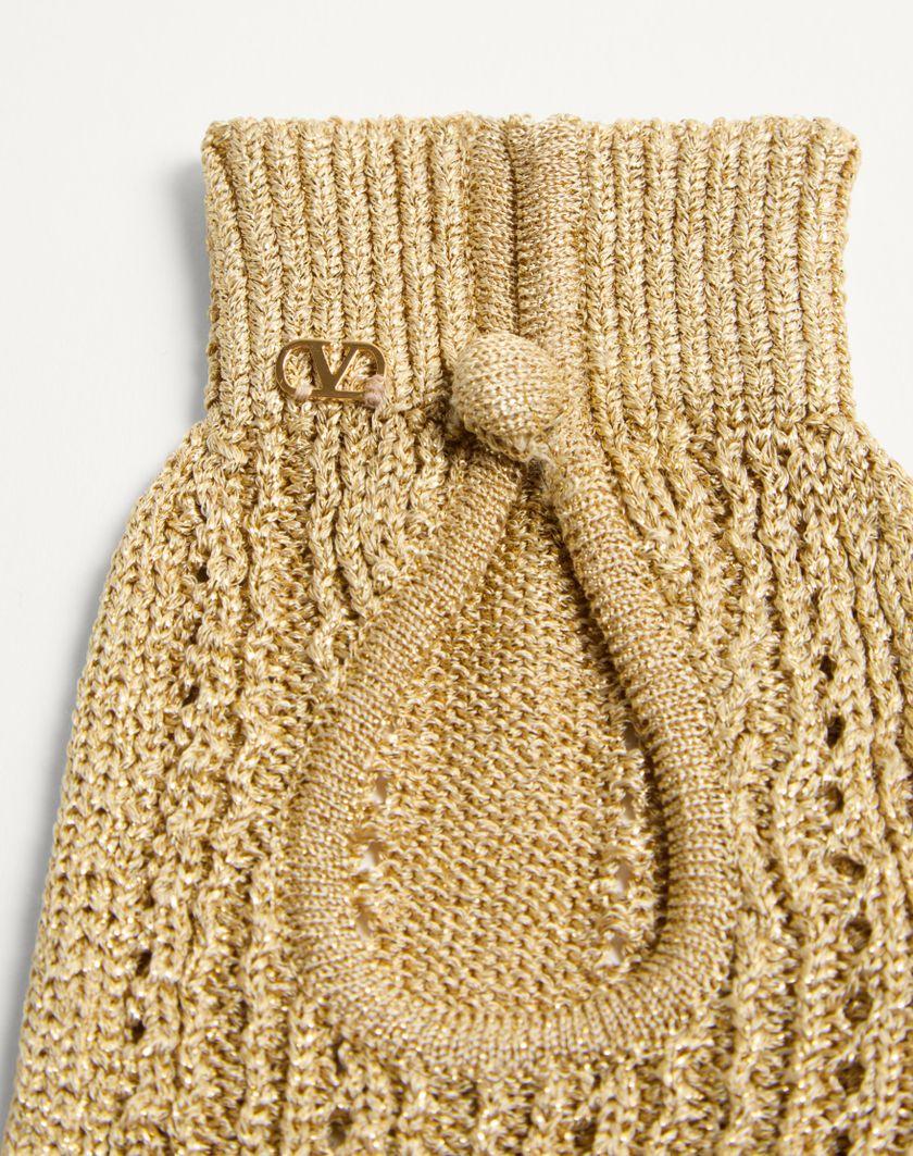 Valentino Handbags Guanti Fingerless Knitted In Lurex per Donna in Oro | Valentino IT Outlet