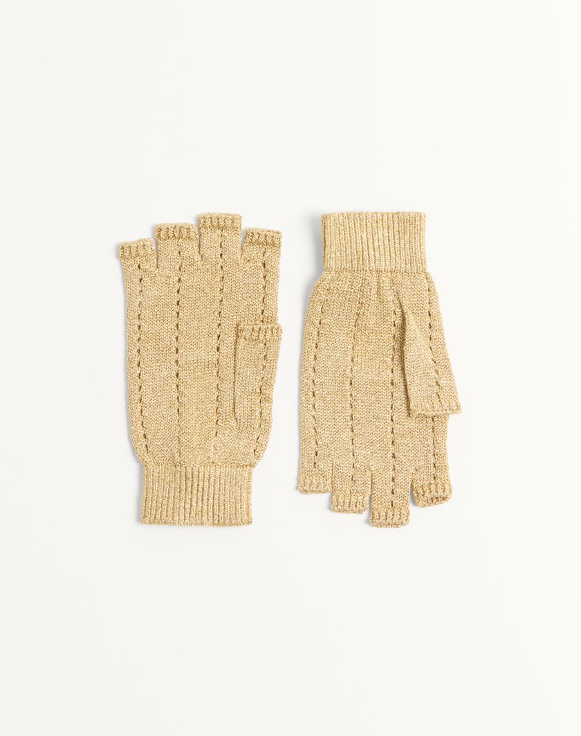 Valentino Handbags Guanti Fingerless Knitted In Lurex per Donna in Oro | Valentino IT Outlet