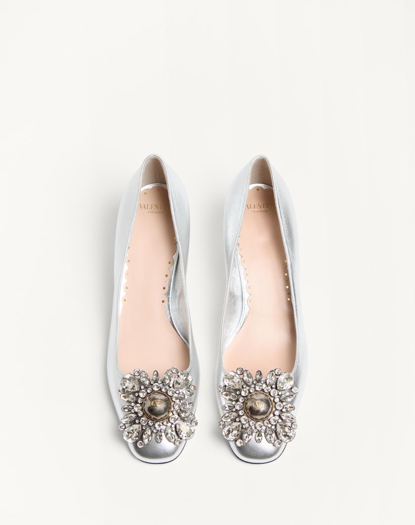 Valentino Handbags Décolleté Preshoes In Nappa Laminata Con Cristalli 45mm per Donna in Silver | Valentino IT In Vendita