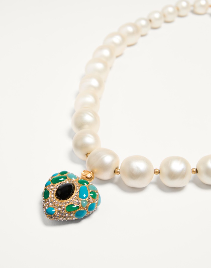 Valentino Handbags Collana Coeur Royal In Metallo Resina Smalto E Cristalli Swarovski® per Donna in Multicolor | Valentino IT Offerte