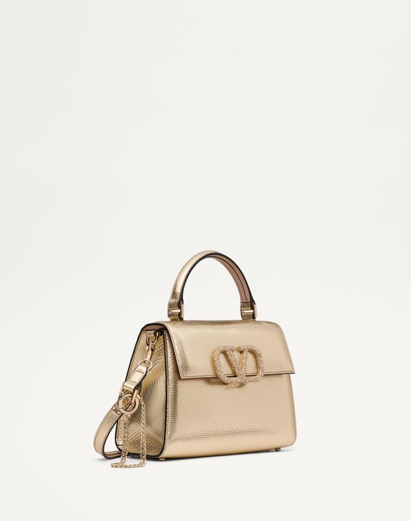 Valentino Handbags Borsa A Mano Piccola Valentino Garavani Vsling In Karung Metallizzato per Donna in Platino/beige/crystal Gold | Valentino IT Vendite Flash