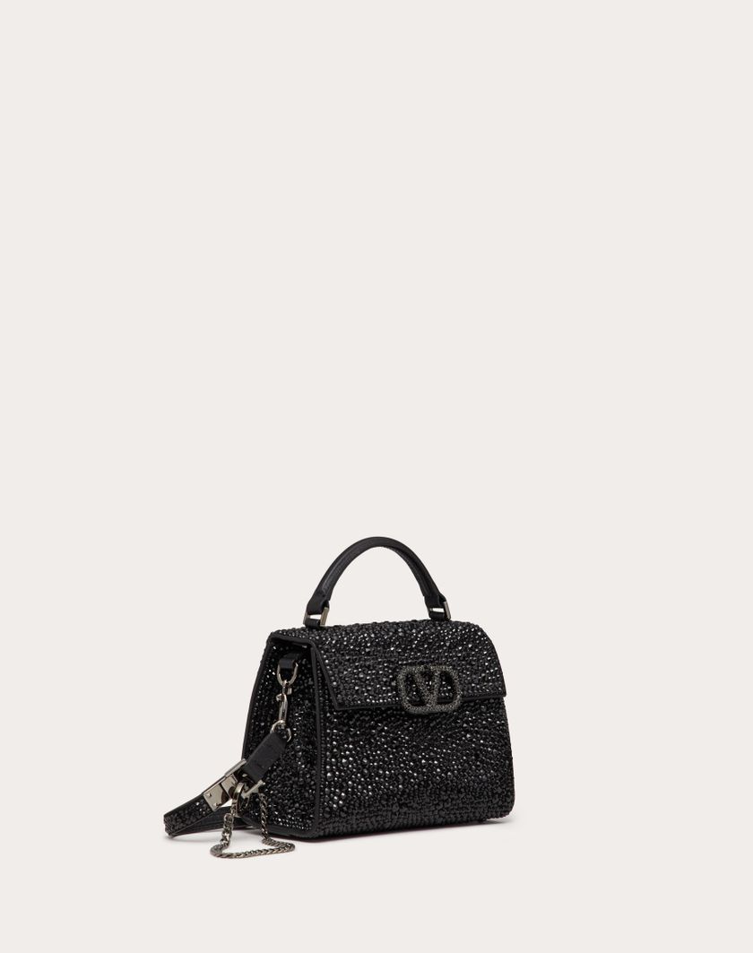 Valentino Handbags Borsa A Mano Mini Vsling Con Ricamo Sparkling per Donna in Jet | Valentino IT Negozio