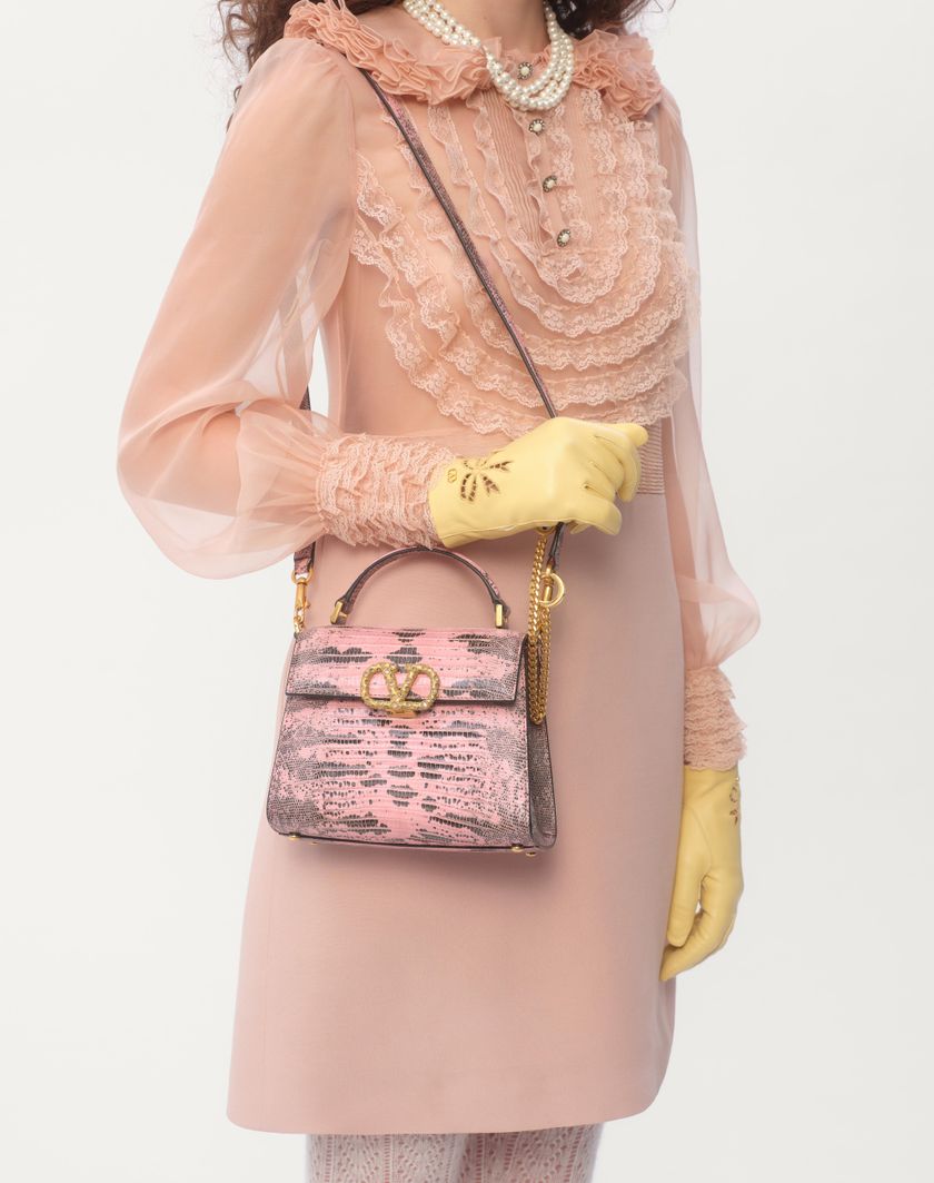 Valentino Handbags Borsa A Mano Mini Valentino Garavani Vsling In Tejus Con Logo Gioiello per Donna in Rosa | Valentino IT Nuova