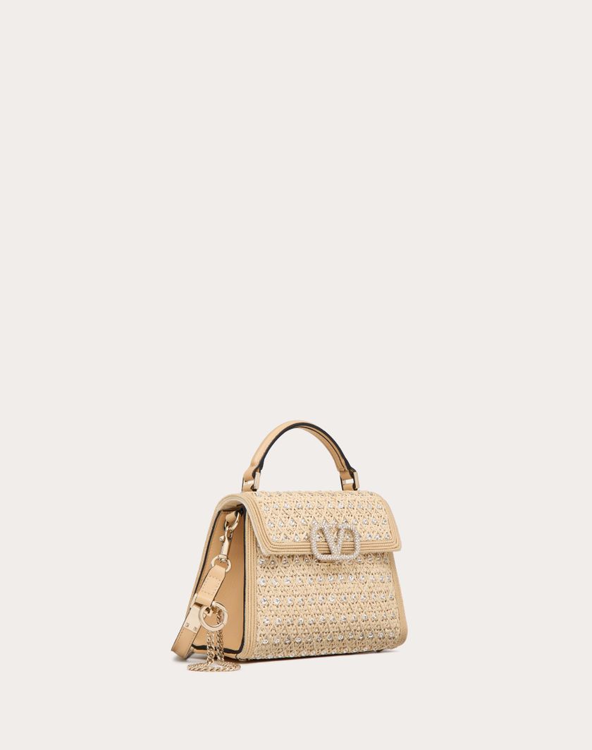 Valentino Handbags Borsa A Mano Mini Valentino Garavani Vsling Ricamata per Donna in Naturale/crystal/beige | Valentino IT Negozi Online