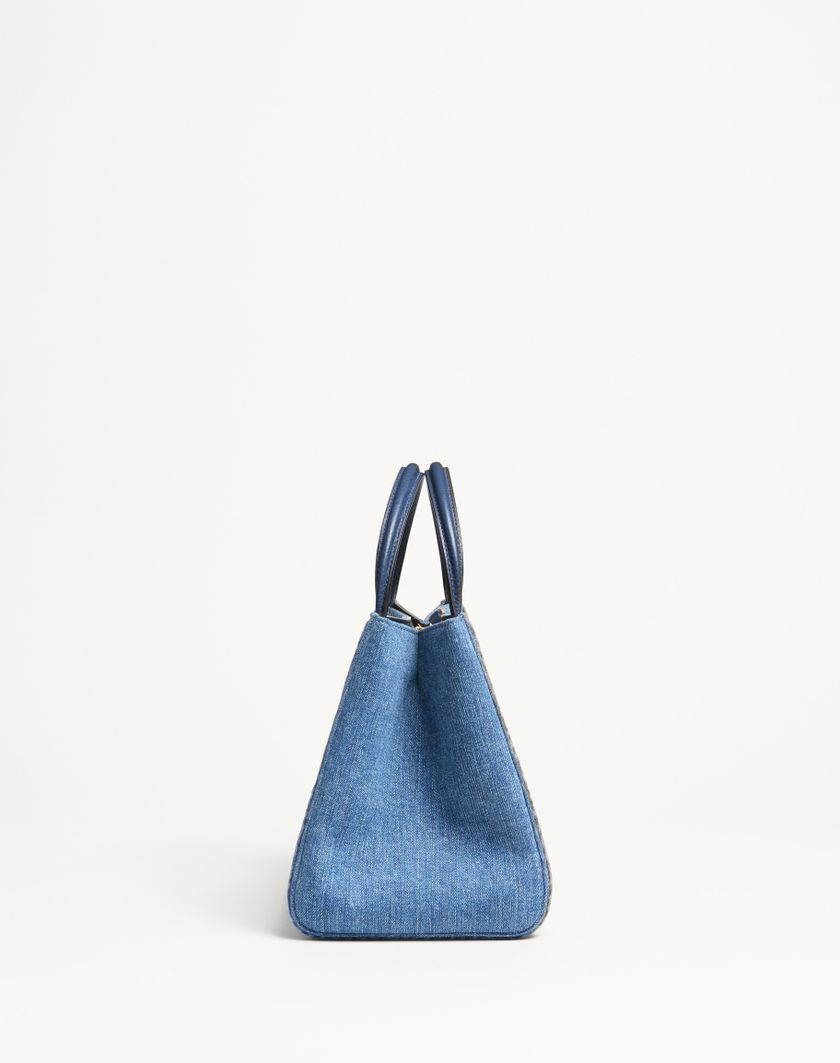 Valentino Handbags Borsa A Mano Media Valentino Garavani Alltime In Denim Con Tracolla Nastro Ricamato per Donna in Denim/worker/multicolor | Valentino IT Fino Al -60%