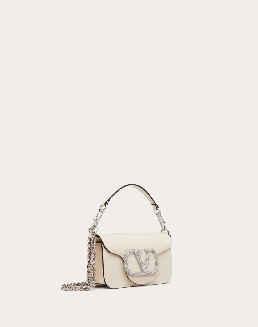 Valentino Handbags Borsa Piccola A Spalla Valentino Garavani Locò Con Logo Gioiello per Donna in Light Ivory | Valentino IT Vendita Calda