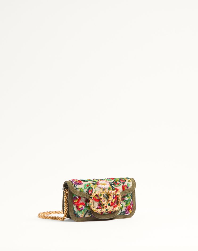 Valentino Handbags Borsa Piccola A Spalla Valentino Garavani Locò Ricamata Con Logo Gioiello per Donna in Naturale/multicolor | Valentino IT Negozio