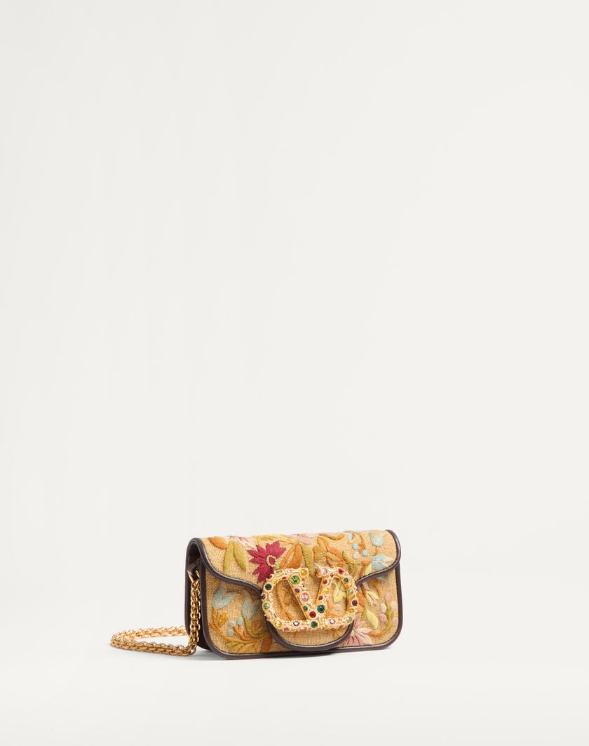 Valentino Handbags Borsa Piccola A Spalla Valentino Garavani Locò Ricamata Con Logo Gioiello per Donna in Multicolor/testa Di Moro/tabacco | Valentino IT In Saldo