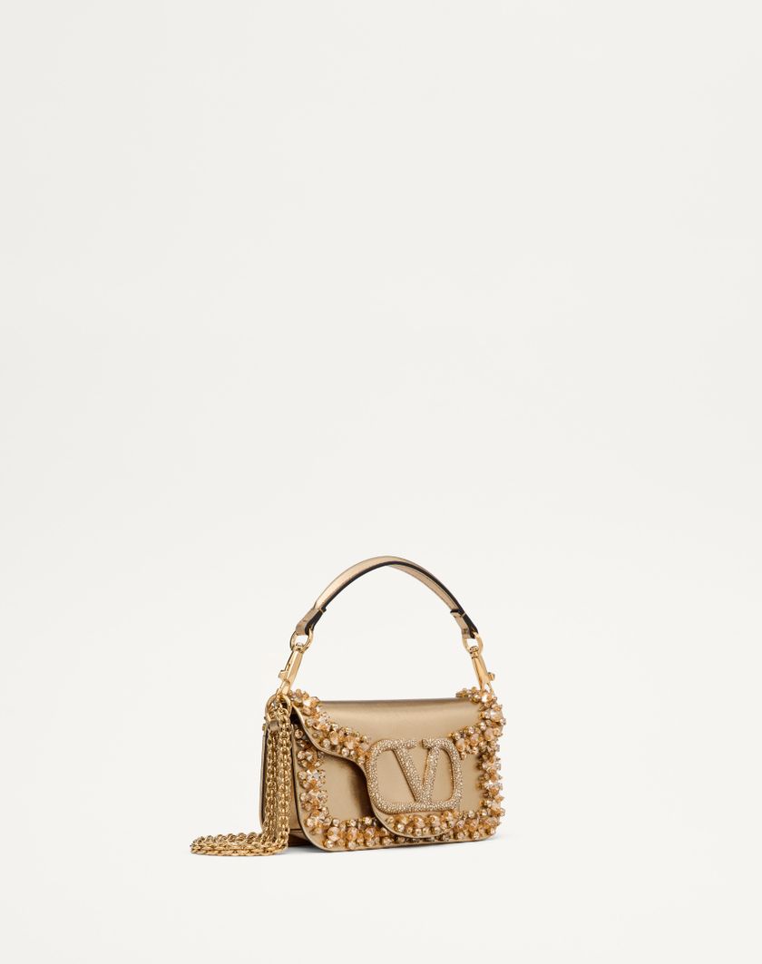 Valentino Handbags Borsa Piccola A Spalla Valentino Garavani Locò Ricamata per Donna in Crystal/oro | Valentino IT Italia