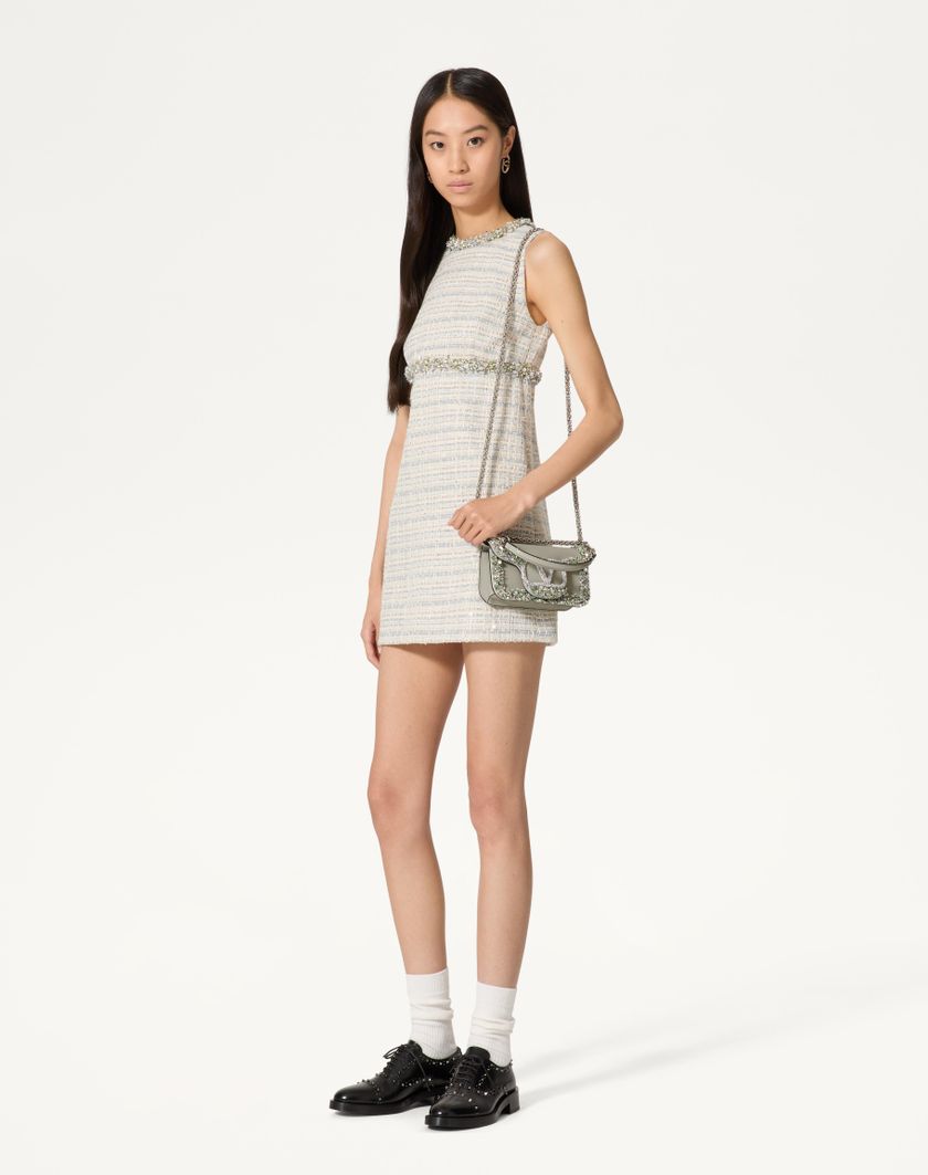 Valentino Handbags Borsa Piccola A Spalla Valentino Garavani Locò Ricamata per Donna in Crystal/grigio | Valentino IT 2025