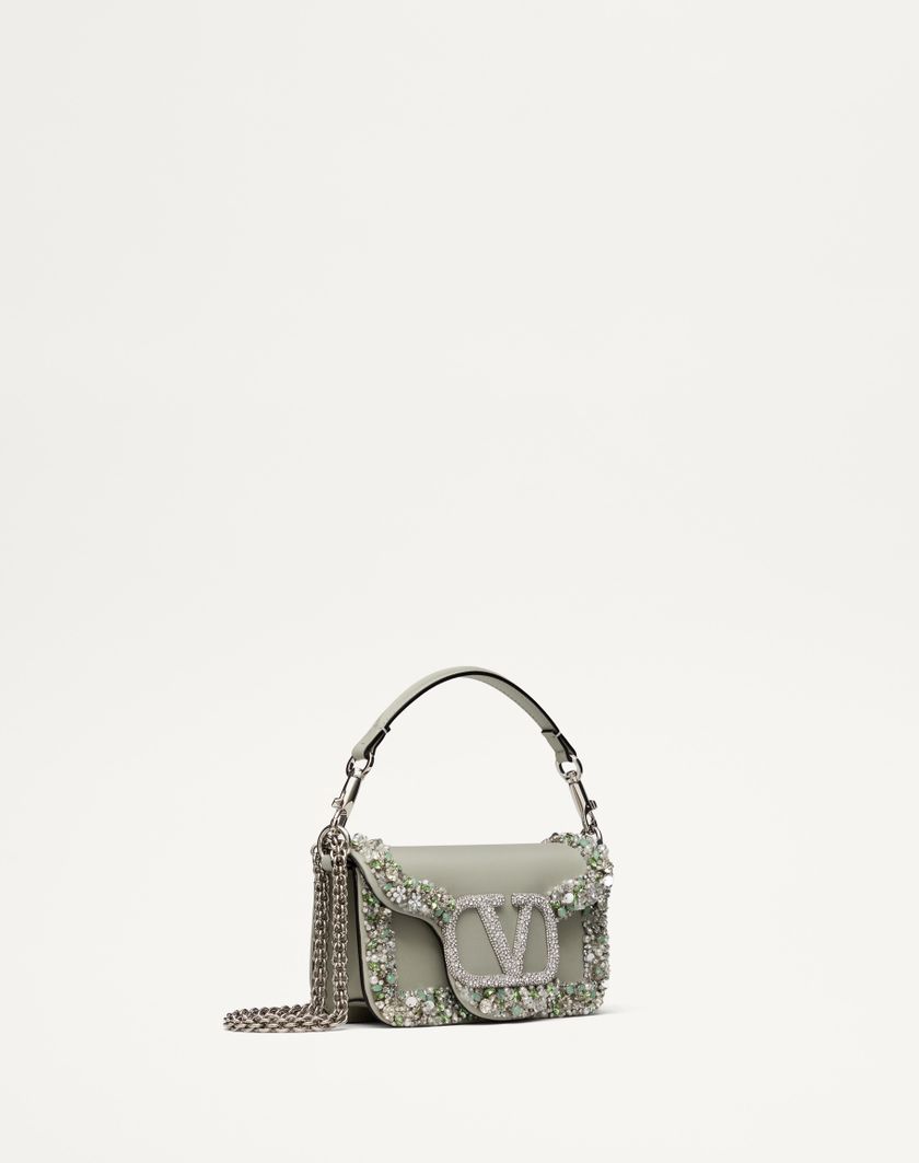 Valentino Handbags Borsa Piccola A Spalla Valentino Garavani Locò Ricamata per Donna in Crystal/grigio | Valentino IT 2025