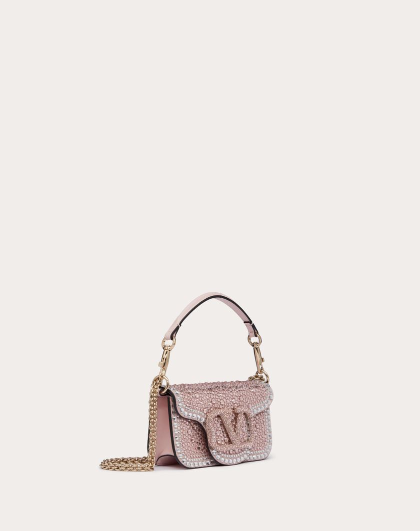 Valentino Handbags Borsa Piccola A Spalla Valentino Garavani Locò Con Strass per Donna in Crystal/rose Quartz/platino | Valentino IT In Linea