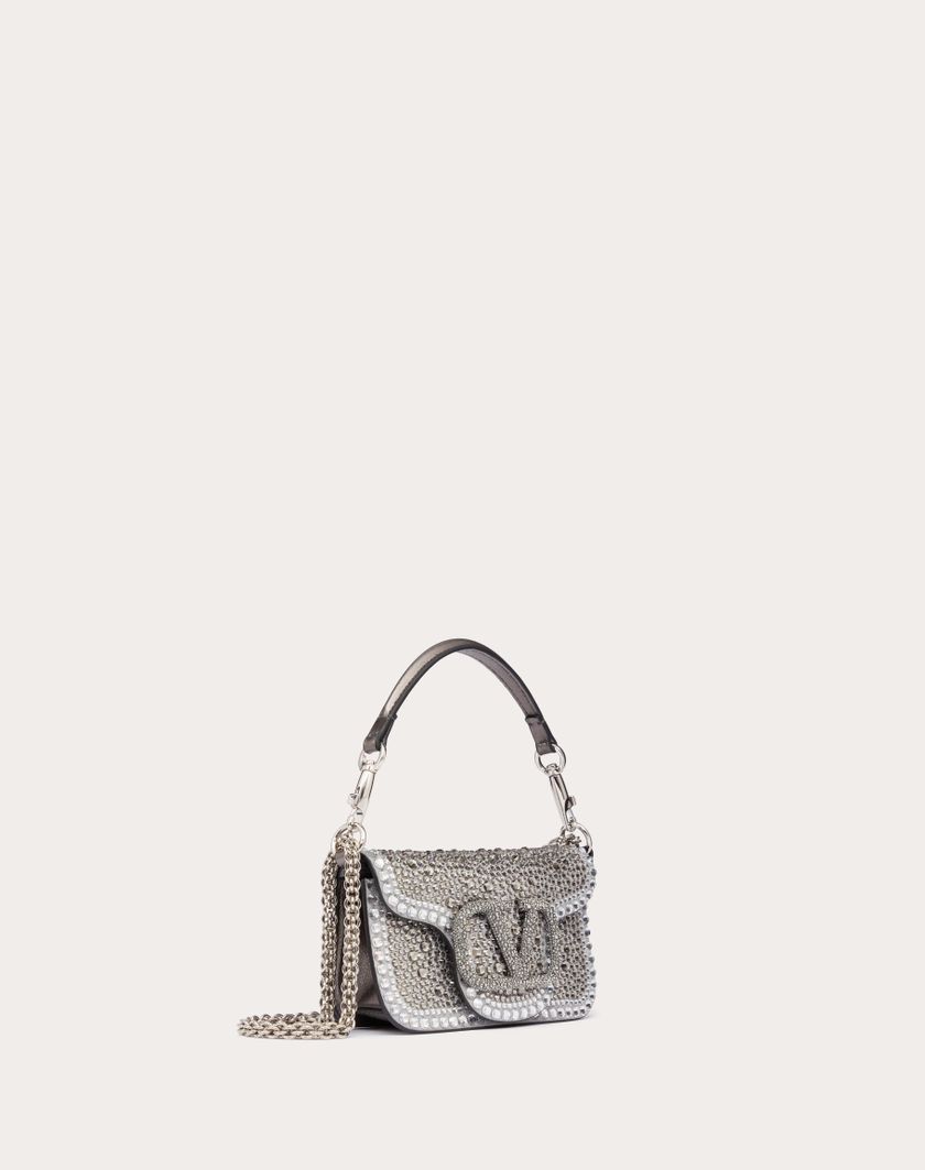 Valentino Handbags Borsa Piccola A Spalla Valentino Garavani Locò Con Strass per Donna in Crystal/nero/antracite | Valentino IT Nuovo