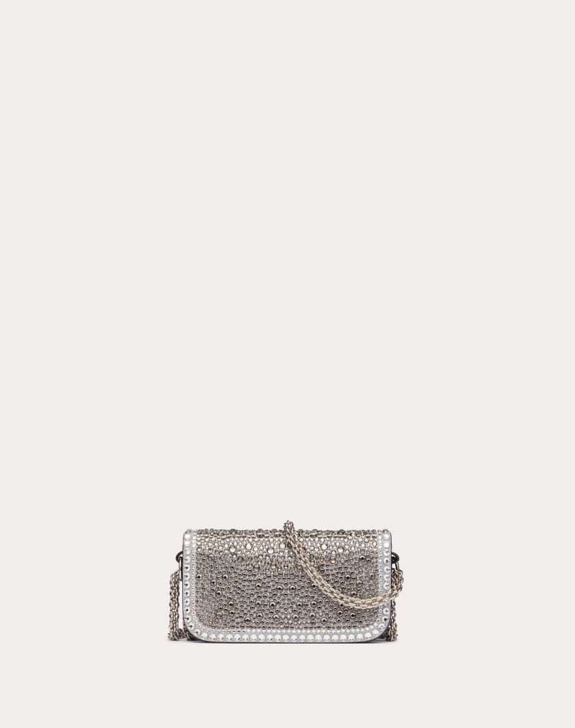 Valentino Handbags Borsa Piccola A Spalla Valentino Garavani Locò Con Strass per Donna in Crystal/nero/antracite | Valentino IT Nuovo