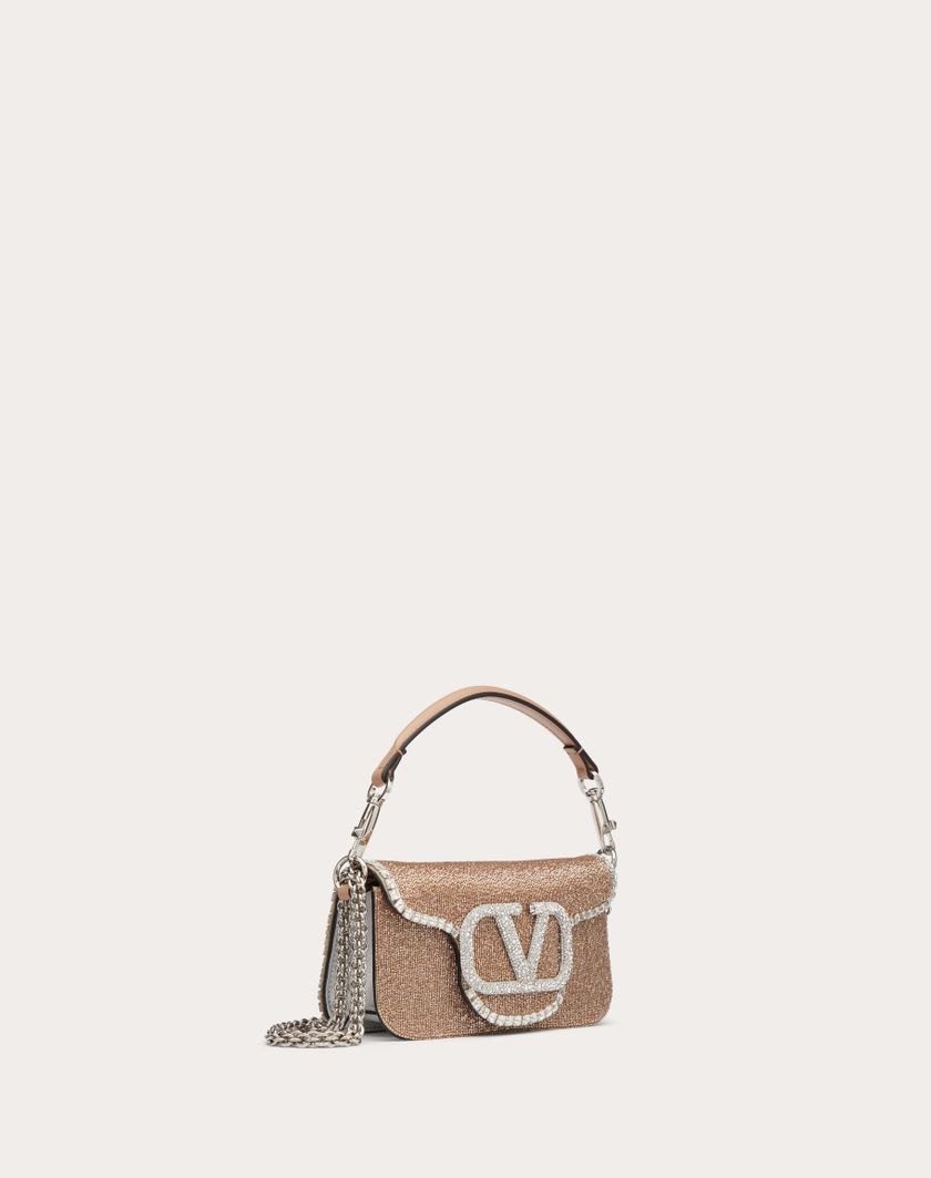 Valentino Handbags Borsa Piccola A Spalla Valentino Garavani Locò Ricamata per Donna in Crystal | Valentino IT Qualità