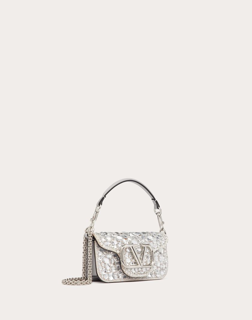 Valentino Handbags Borsa Piccola A Spalla Locò Con Cristalli per Donna in Argento | Valentino IT Promozione